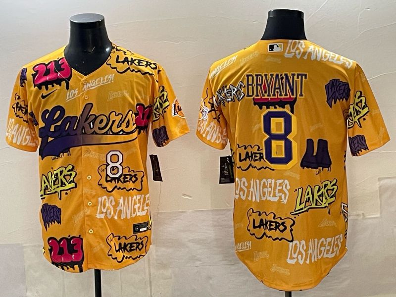 Men Los Angeles Lakers Nike #8 Bryant yellow NBA 2025 Jersey style 02